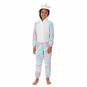 Saint Eve Kids Girl  L 14/16 Purple Unicorn Hooded Fleece Sleeper 1 Pc NWT